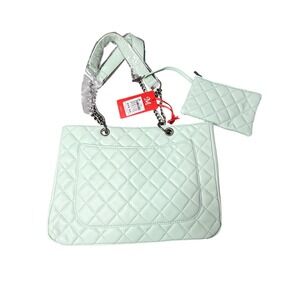 Montana West Quilted Tote Bag Purse with Pouch Shoulder Bag Mint‎ Green